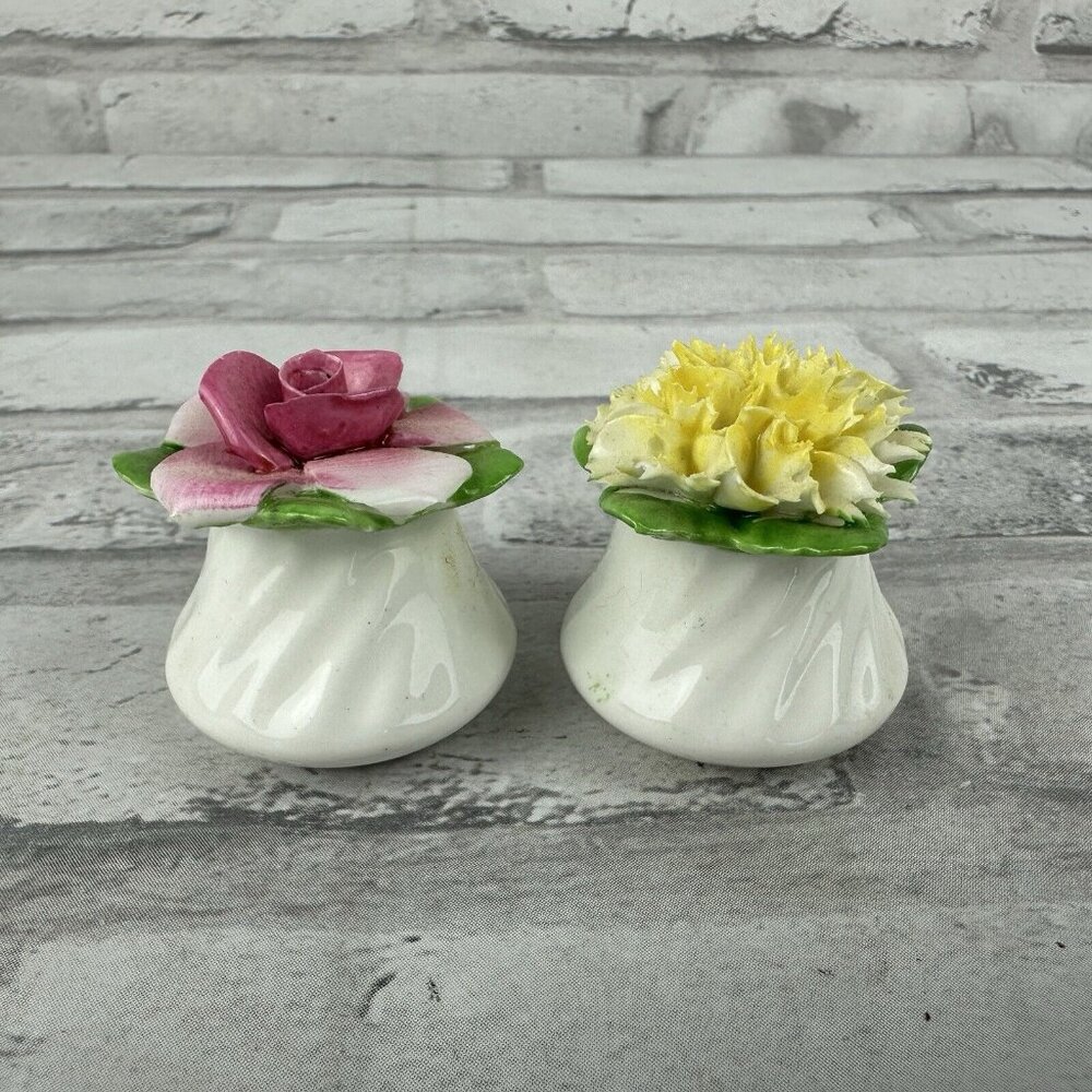 Royal Adderley Rose Carnation Salt & Pepper Shaker Set Flowers Floral